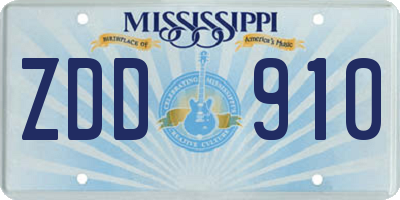 MS license plate ZDD910