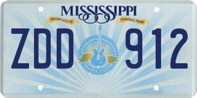 MS license plate ZDD912
