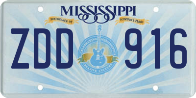 MS license plate ZDD916
