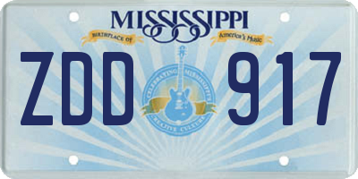 MS license plate ZDD917