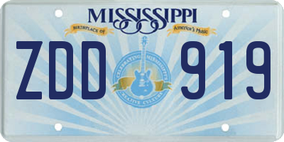 MS license plate ZDD919