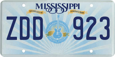 MS license plate ZDD923