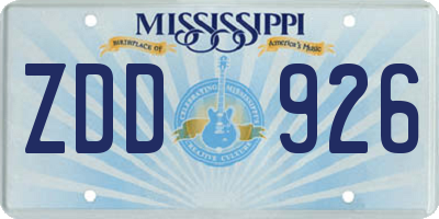 MS license plate ZDD926