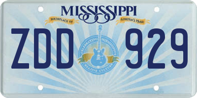 MS license plate ZDD929