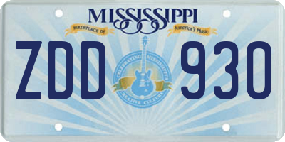 MS license plate ZDD930