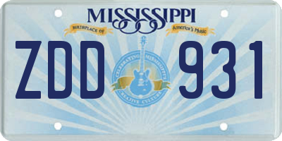 MS license plate ZDD931