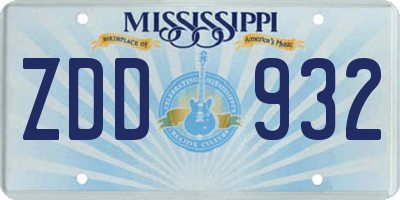 MS license plate ZDD932