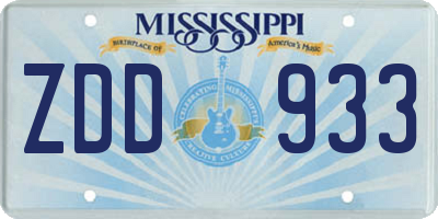 MS license plate ZDD933