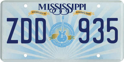 MS license plate ZDD935