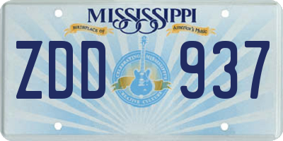 MS license plate ZDD937