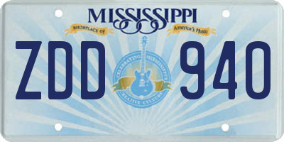 MS license plate ZDD940