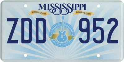 MS license plate ZDD952
