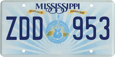 MS license plate ZDD953