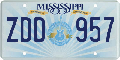MS license plate ZDD957