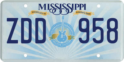 MS license plate ZDD958