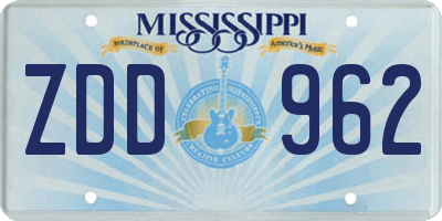 MS license plate ZDD962