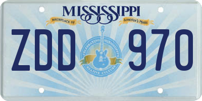 MS license plate ZDD970