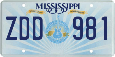 MS license plate ZDD981