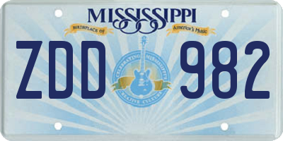 MS license plate ZDD982