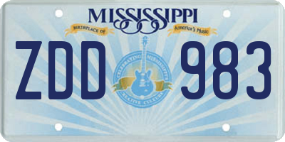 MS license plate ZDD983