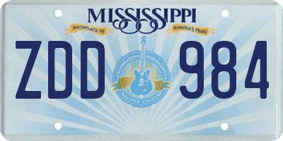 MS license plate ZDD984