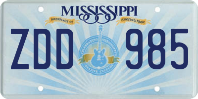 MS license plate ZDD985
