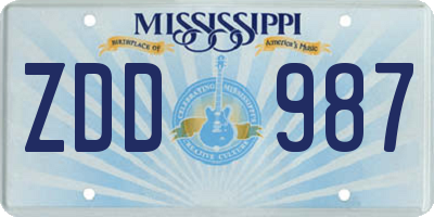 MS license plate ZDD987