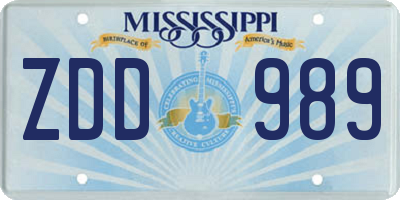 MS license plate ZDD989