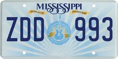MS license plate ZDD993