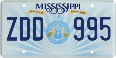 MS license plate ZDD995