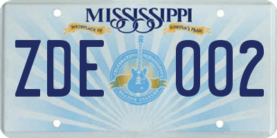 MS license plate ZDE002