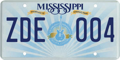 MS license plate ZDE004
