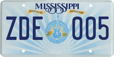 MS license plate ZDE005