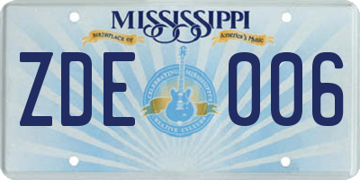 MS license plate ZDE006