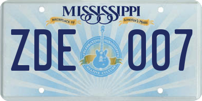 MS license plate ZDE007