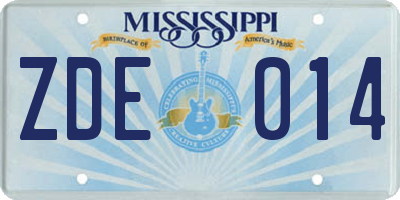 MS license plate ZDE014
