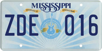 MS license plate ZDE016
