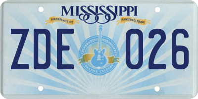 MS license plate ZDE026