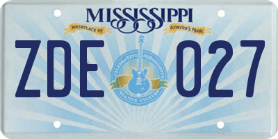 MS license plate ZDE027