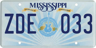 MS license plate ZDE033
