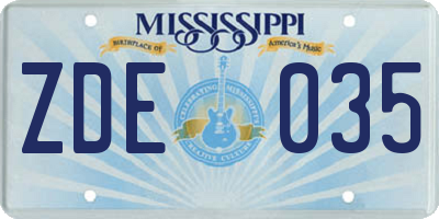 MS license plate ZDE035