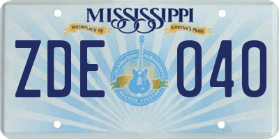 MS license plate ZDE040
