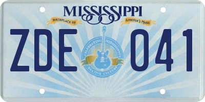 MS license plate ZDE041