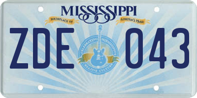MS license plate ZDE043