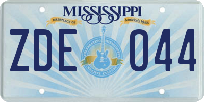 MS license plate ZDE044