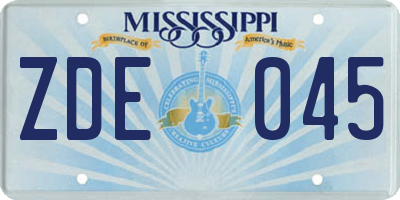 MS license plate ZDE045