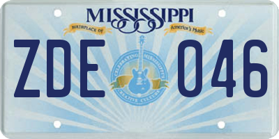 MS license plate ZDE046