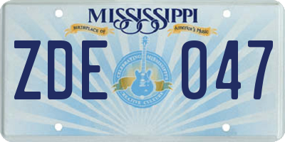 MS license plate ZDE047
