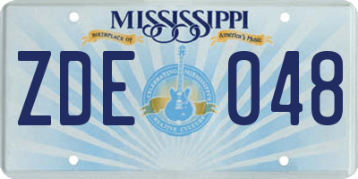 MS license plate ZDE048