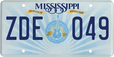 MS license plate ZDE049